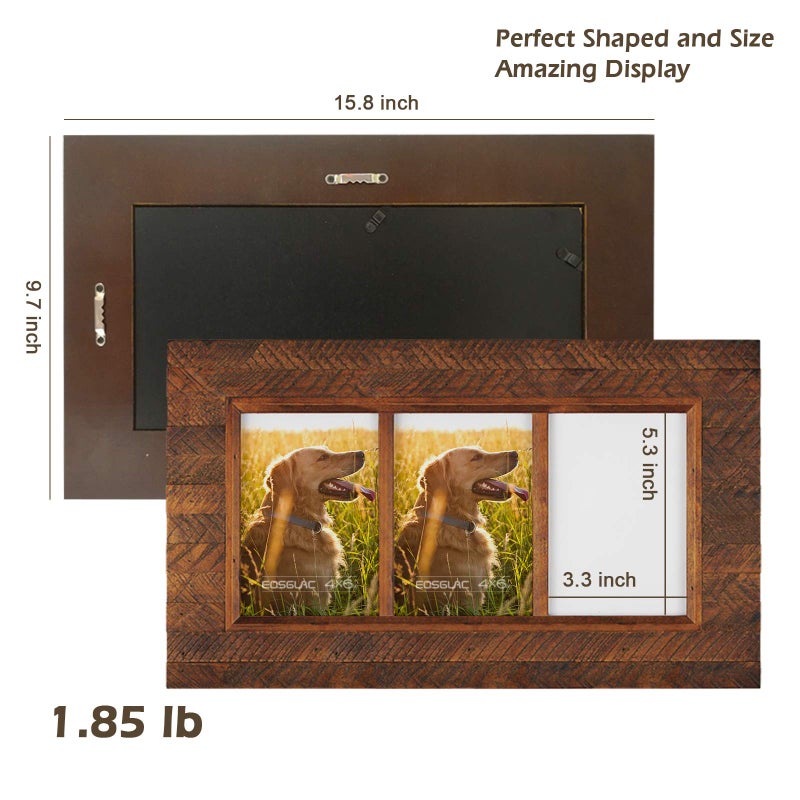 Eosglac Collage Picture Frame 4x6 3 Openings, Wood Plank Design with Rustic Brown Finish, Wall Mounting Display, Handmade Wooden Photo Frame - Image 5